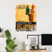 power lineman electrician repairman vintageポスター ポスター (ホームオフィス)