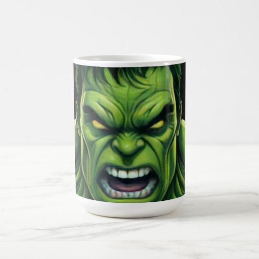 Power Monster Comic Mug – Green Muscular Creature コーヒーマグカップ (中央)