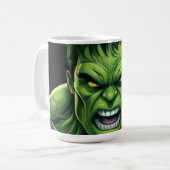 Power Monster Comic Mug – Green Muscular Creature コーヒーマグカップ (正面左)