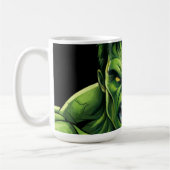 Power Monster Comic Mug – Green Muscular Creature コーヒーマグカップ (左)
