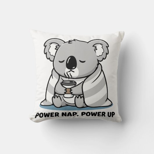 Power Nap Power Up Cute Koala クッション (正面)