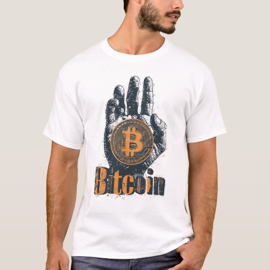 Power of Bitcoin Cryptocurrency Hand Design Tシャツ (正面)
