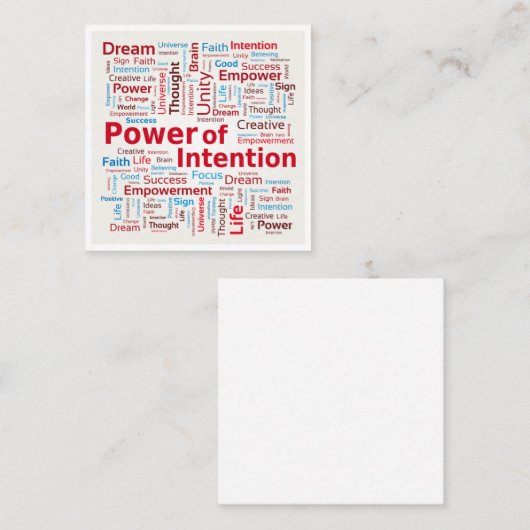 Power of Intention Word Cloudの成功カラフル スクエア名刺 (正面/裏面)