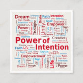 Power of Intention Word Cloudの成功カラフル スクエア名刺 (正面)