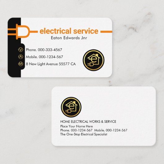 Power Plug Electrical Supply Line 名刺 (正面/裏面)