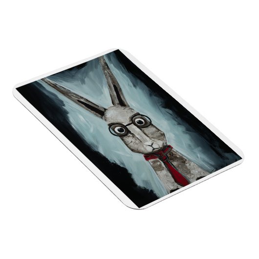 Power Tie. A rabbit with eye glasses and a red tie マグネット (右側)