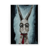 Power Tie. A rabbit with eye glasses and a red tie マグネット (縦)