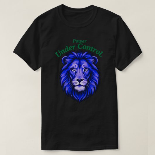 Power Under Control Minimal Cosmic Lion Face Tシャツ (デザイン正面)