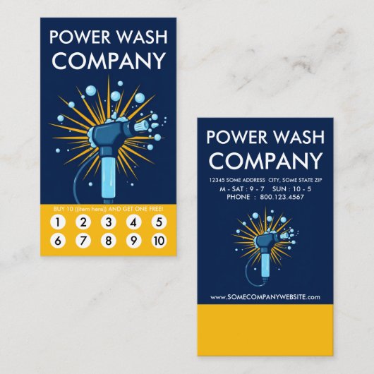 Power Wash Loyalty Punch Card ロイヤリティカード (正面/裏面)