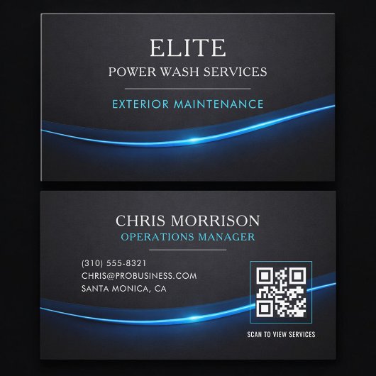 Power Wash Services QR Code Professional 名刺