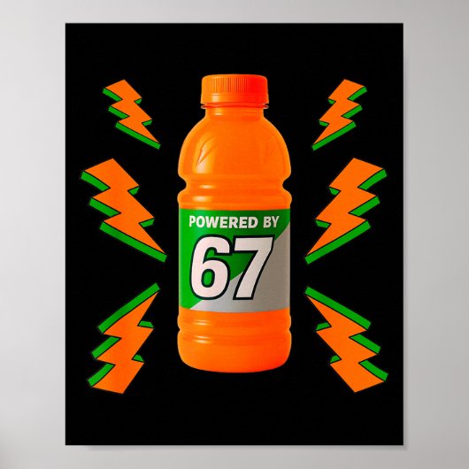 Powered By 67 Aura Energy Funny 6 7 Meme Six Seven ポスター (正面)