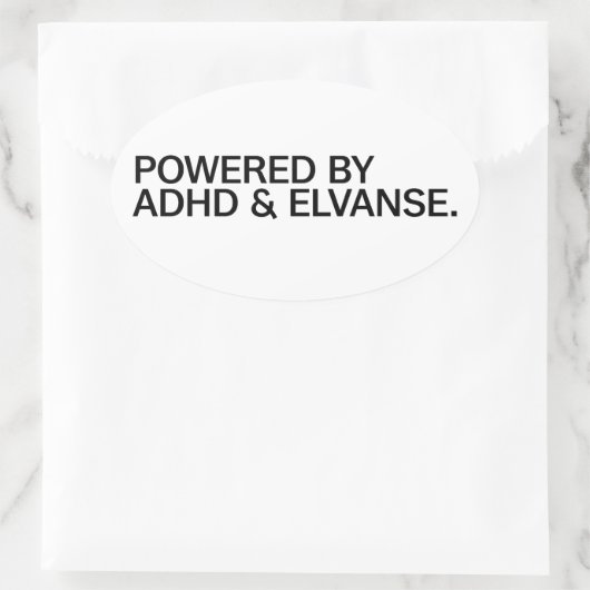  Powered By ADHD & Elvanse  | Sticker 楕円形シール (バッグ)