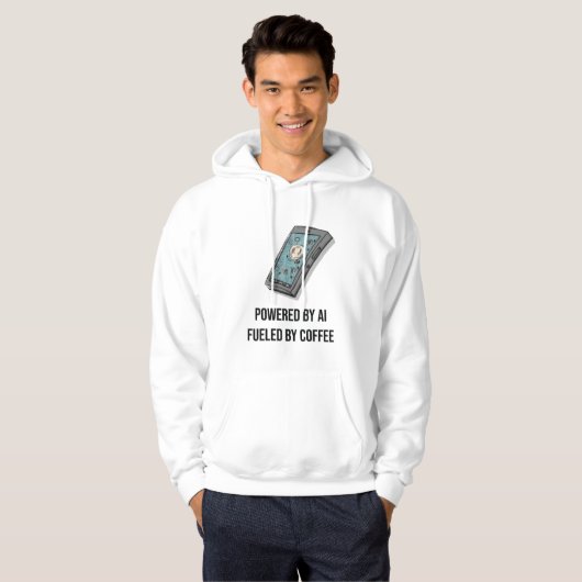 Powered By AI Fueled By Coffee Hoodie - Tech Geek パーカ (正面フル)
