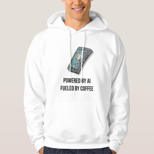 Powered By AI Fueled By Coffee Hoodie - Tech Geek パーカ (正面)