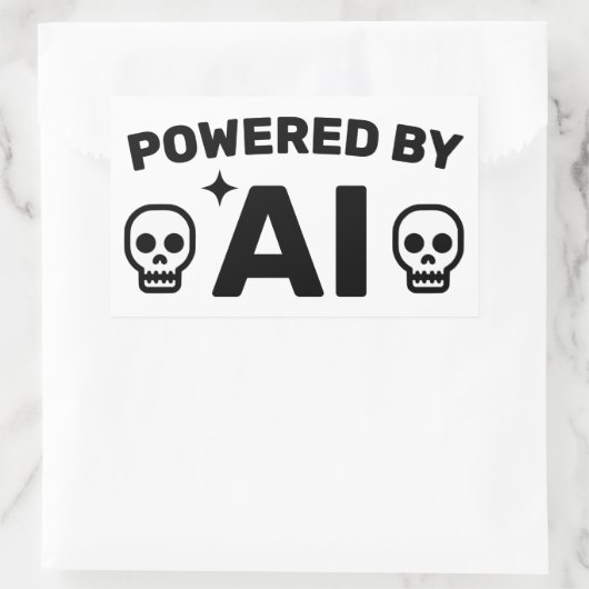 Powered by AI™ Stickers 長方形シール (バッグ)