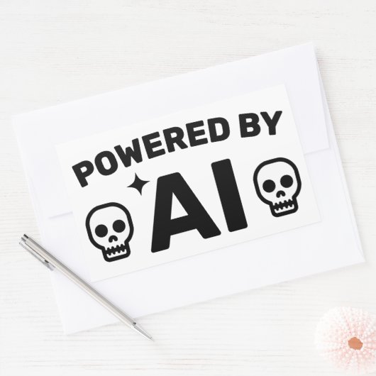 Powered by AI™ Stickers 長方形シール (封筒)