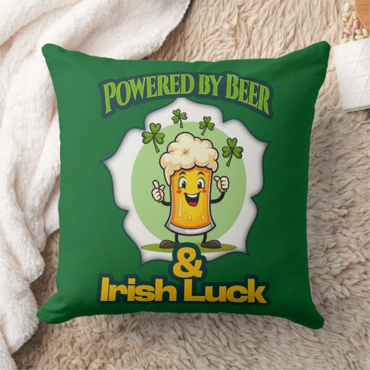Powered by Beer St Patrick’s Day Shirt – almofada クッション (ブランケット)