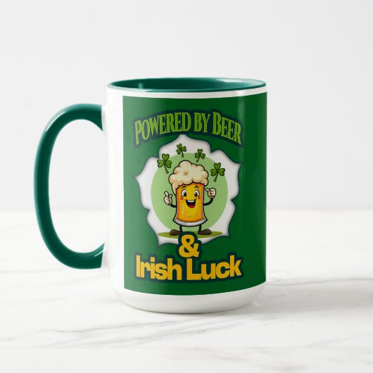 Powered by Beer St Patrick’s Day Shirt – caneca マグカップ (左)
