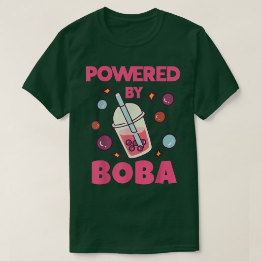 Powered By Bobaかわいいかわいいバブルティー恋人 Tシャツ (デザイン正面)