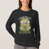 Powered by Boba Frog Kawaii Bubble Tea Anime Neko  Tシャツ (正面)