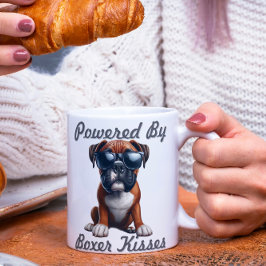 Powered by Boxer Kisses – Funny Boxer Dog Graphic コーヒーマグカップ