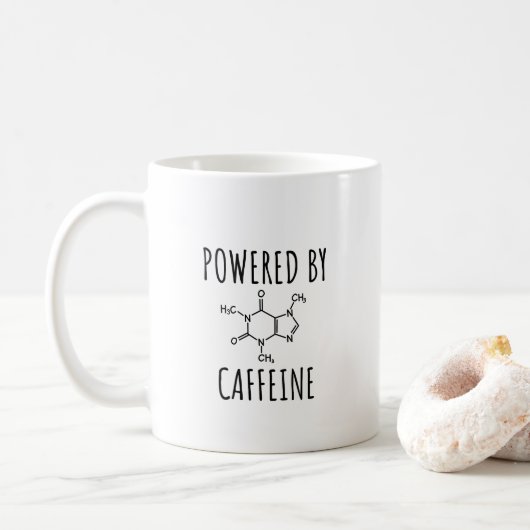 Powered By Caffeine – コーヒおもしろいー引用文 コーヒーマグカップ (ドーナツ)