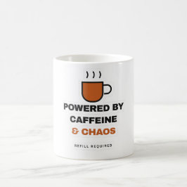 Powered By Caffeine And Chaos Funny Coffee Mug コーヒーマグカップ
