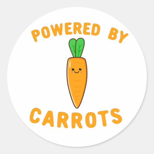 Powered by Carrots – かわいいかわいいニンジン顔 ラウンドシール (正面)