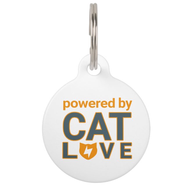 Powered by Cat Love ペット　ネームタグ (正面)