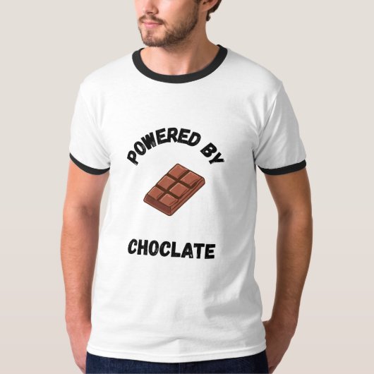 Powered By Chocolate | Funny Design Tシャツ (正面)