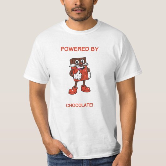 Powered By Chocolate | Funny Design Tシャツ (正面)