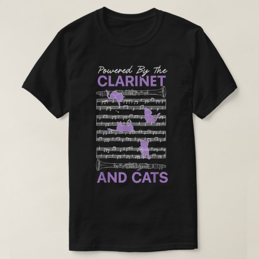 Powered By Clarinet And Cats子猫恋人ミュージシャン2 Tシャツ (デザイン正面)