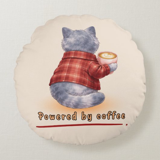 Powered by Coffee ラウンドクッション (正面)