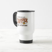 Powered By Coffee レトロ70年代風タイポグラフィ トラベルマグ (正面左)