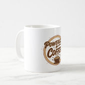 Powered By Coffee」「ヴィンテージレトロコーヒー愛好家 コーヒーマグカップ (正面左)