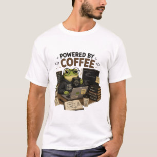 Powered by Coffee 面白いプログラマーTシャツ   カエル Tシャツ