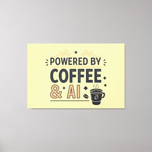 Powered by Coffee & AI Retro Tech Vector キャンバスプリント (正面)