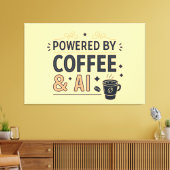 Powered by Coffee & AI Retro Tech Vector キャンバスプリント (インサイチュ (リビング))