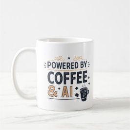Powered by Coffee & AI Retro Tech Vector コーヒーマグカップ
