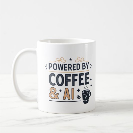 Powered by Coffee & AI Retro Tech Vector コーヒーマグカップ (左)