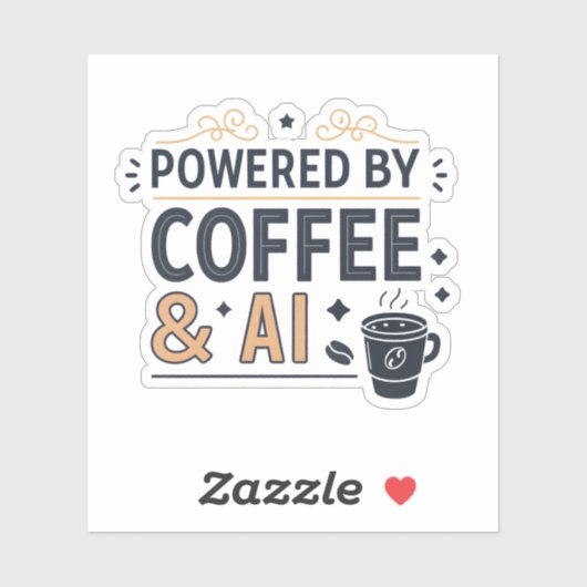 Powered by Coffee & AI Retro Tech Vector シール (シート)