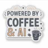 Powered by Coffee & AI Retro Tech Vector シール (正面)