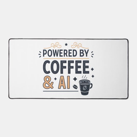 Powered by Coffee & AI Retro Tech Vector デスクマット (正面)