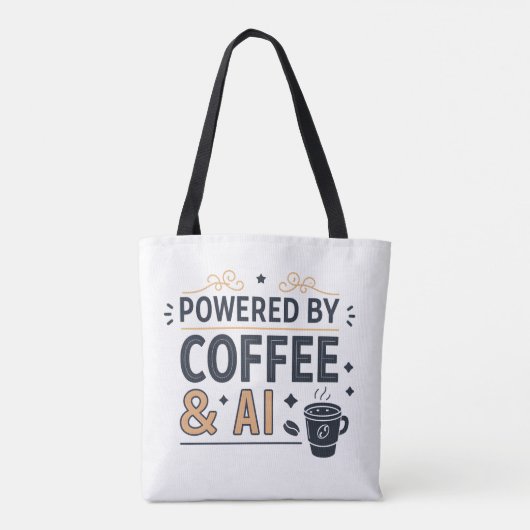 Powered by Coffee & AI Retro Tech Vector トートバッグ (裏面)