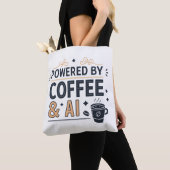 Powered by Coffee & AI Retro Tech Vector トートバッグ (クローズアップ)