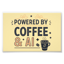 Powered by Coffee & AI Retro Tech Vector フォトプリント