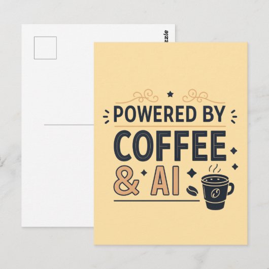 Powered by Coffee & AI Retro Tech Vector ポストカード (正面/裏面)