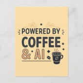 Powered by Coffee & AI Retro Tech Vector ポストカード (正面)