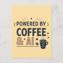 Powered by Coffee & AI Retro Tech Vector ポストカード