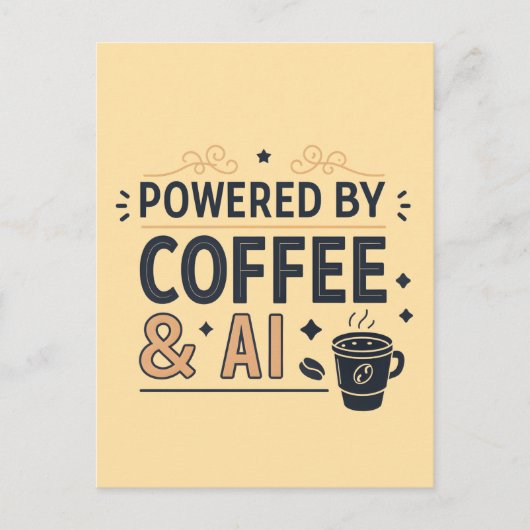 Powered by Coffee & AI Retro Tech Vector ポストカード (正面)